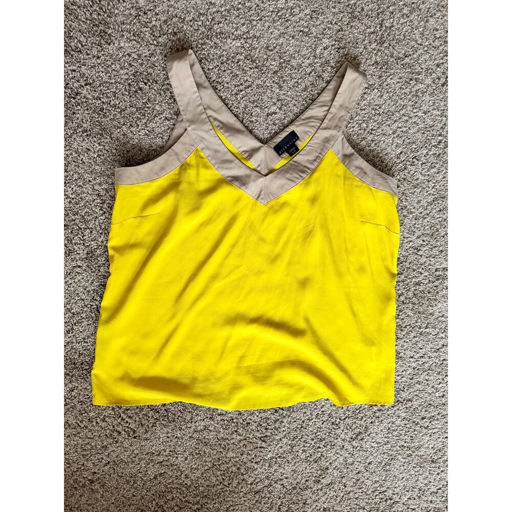3 for $9 Attention Beige & Yellow Sleeveless Rayon Top Size Large EUC